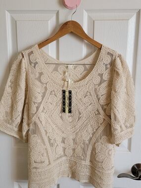 Cream Lace Embroidered Blouse
